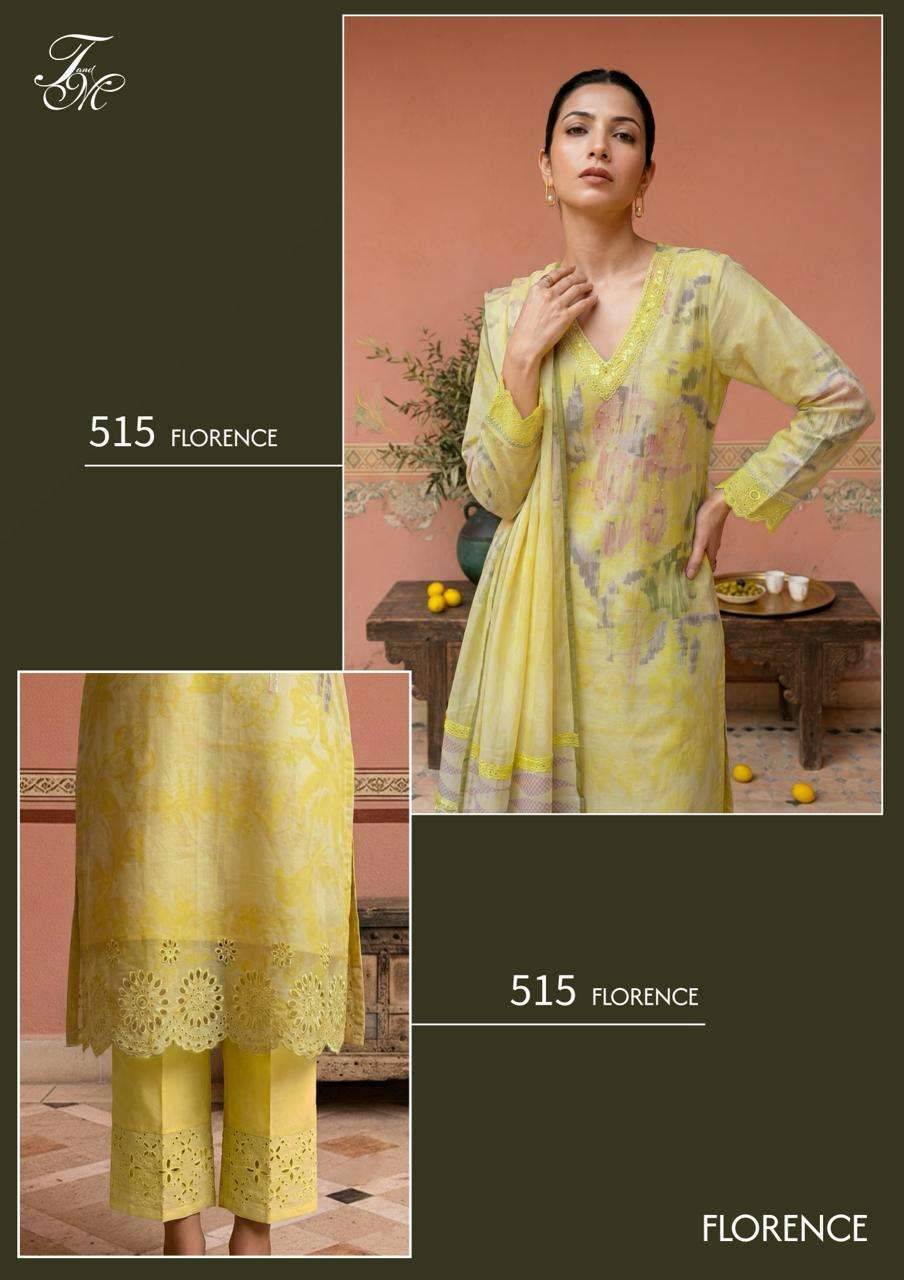 FLORENCE By T&M 515 TO 521 Beautiful Festive Suits Stylish Colorful Fancy Casual Wear Organdy Digital Print Dresses At Wholesale Price